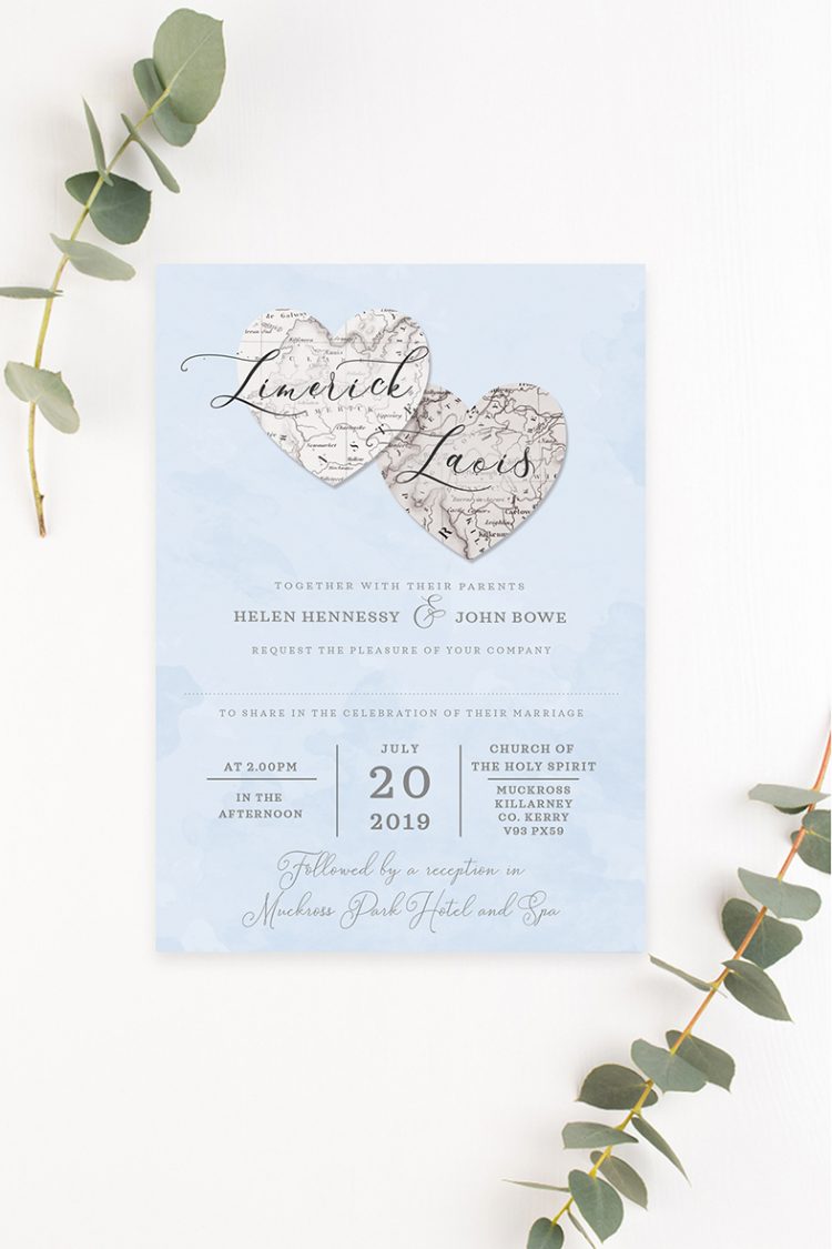 County map style wedding invitations wedding invitations with map handdrawn map custom made wedding invitations ireland