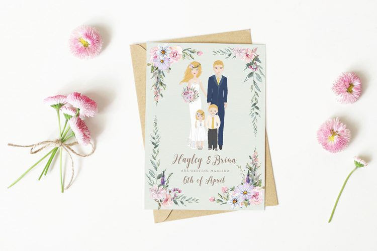 Wedding characters personalised characters illustrated wedding invitations illustrated bride and groom wedding invitations ireland vintage lane