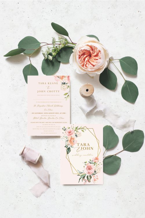 blush wedding invitations pink roses wedding theme blush colour scheme blush flowers wedding Ireland Dublin