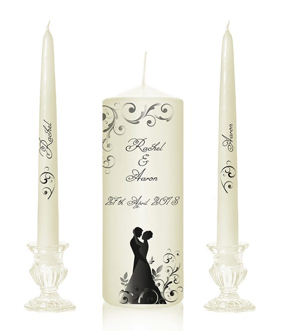 bride and grrom silhouette bride and groom dancing candles wedding candles personalised designer wedding cnadles cork ireland special pressie