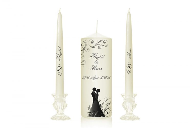 bride and grrom silhouette bride and groom dancing candles wedding candles personalised designer wedding cnadles cork ireland special pressie
