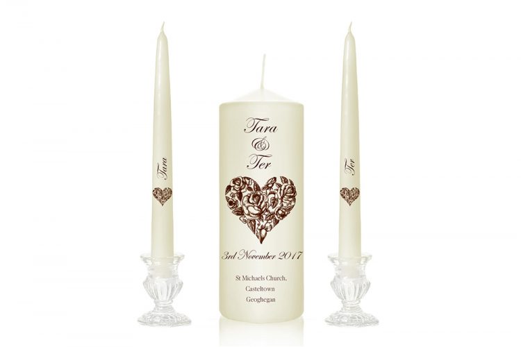 love heart wedding candles floral heart unity candles hand drawn design candles designer wedding candles nature candles cork ireland special pressie
