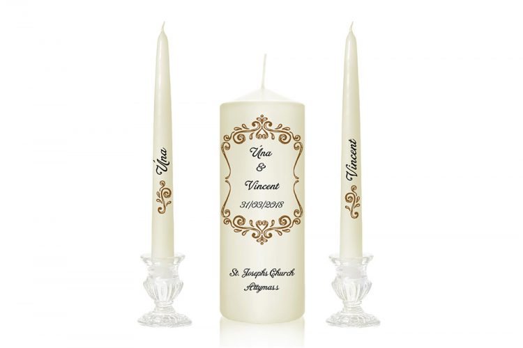 modern wedding candles modern pattern simple candles personalised candles plain design top candles ireland dublin delivery cork special pressie