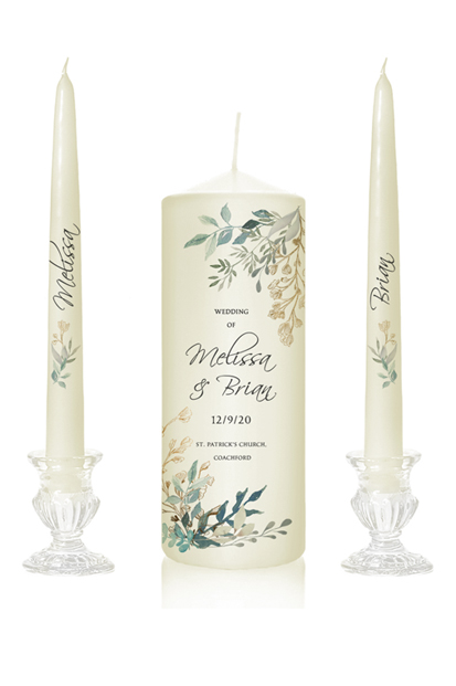 Hosley Wedding Unity Candles Set - 11.5 Inch Cream Pillar & Taper Ceremony Candles