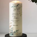 personalised greenery memorial candle wedding remembrance candle cork Ireland church memorial candle ceremony candle ireland
